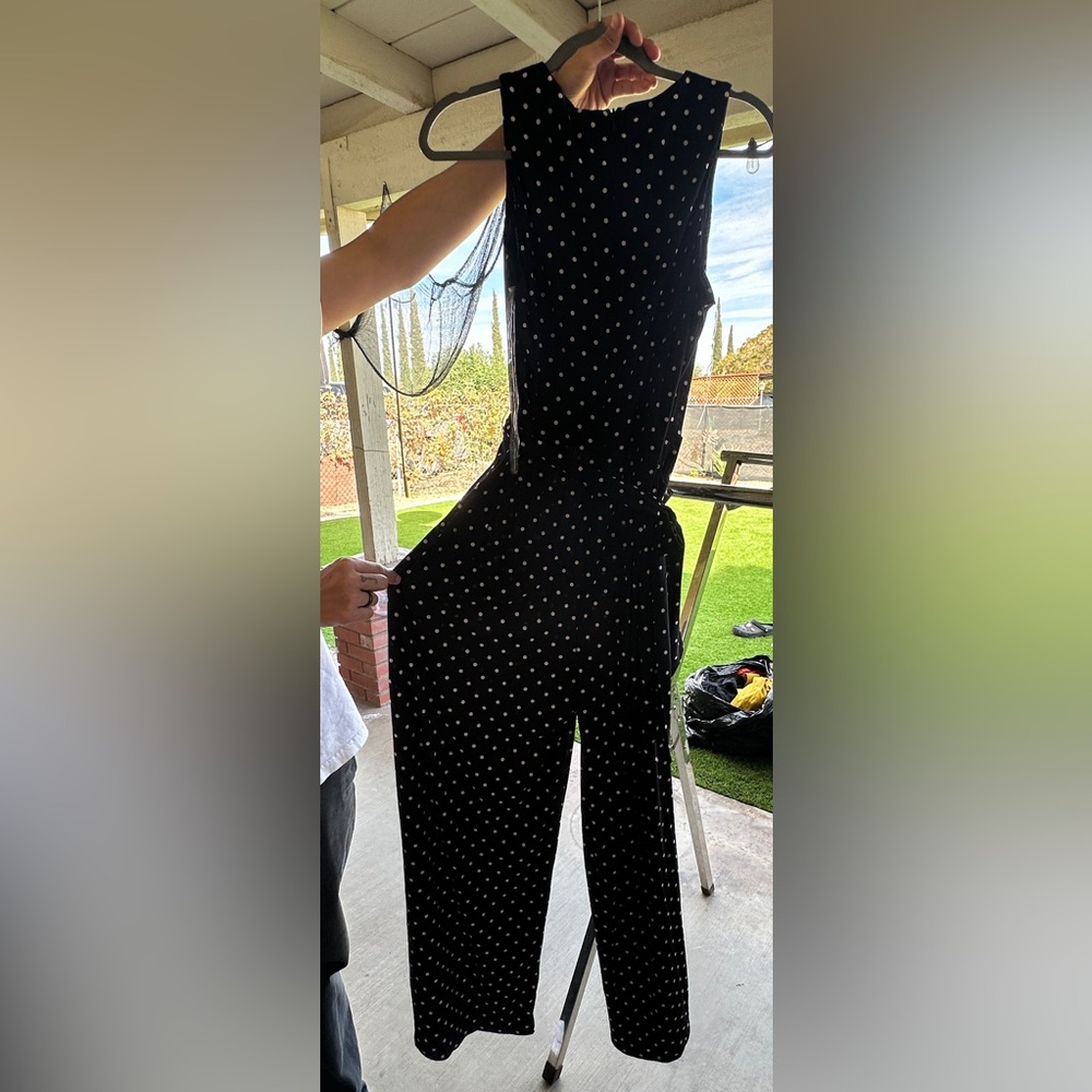 Anne Klein Black and White Polka Dot Jumpsuit